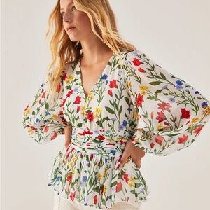 Rebecca Taylor New with Tags Floral Print Women's Top